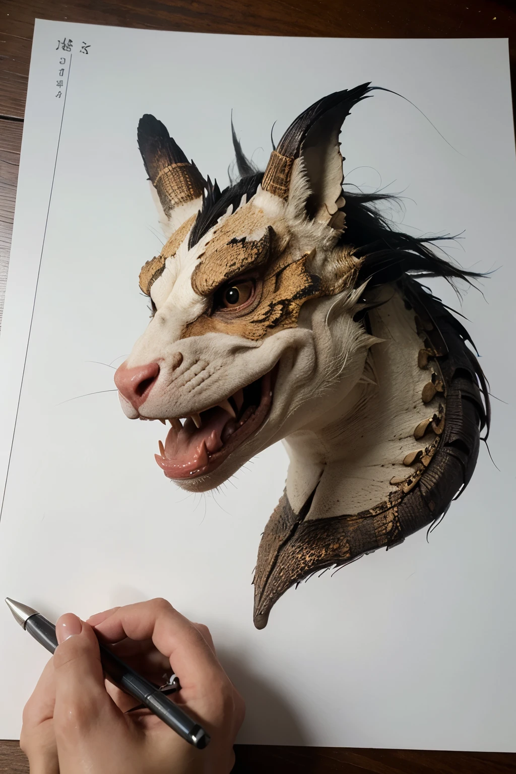 ((best quality)), ((masterpiece)), (detailed), traditional Japanese dragon head illustration