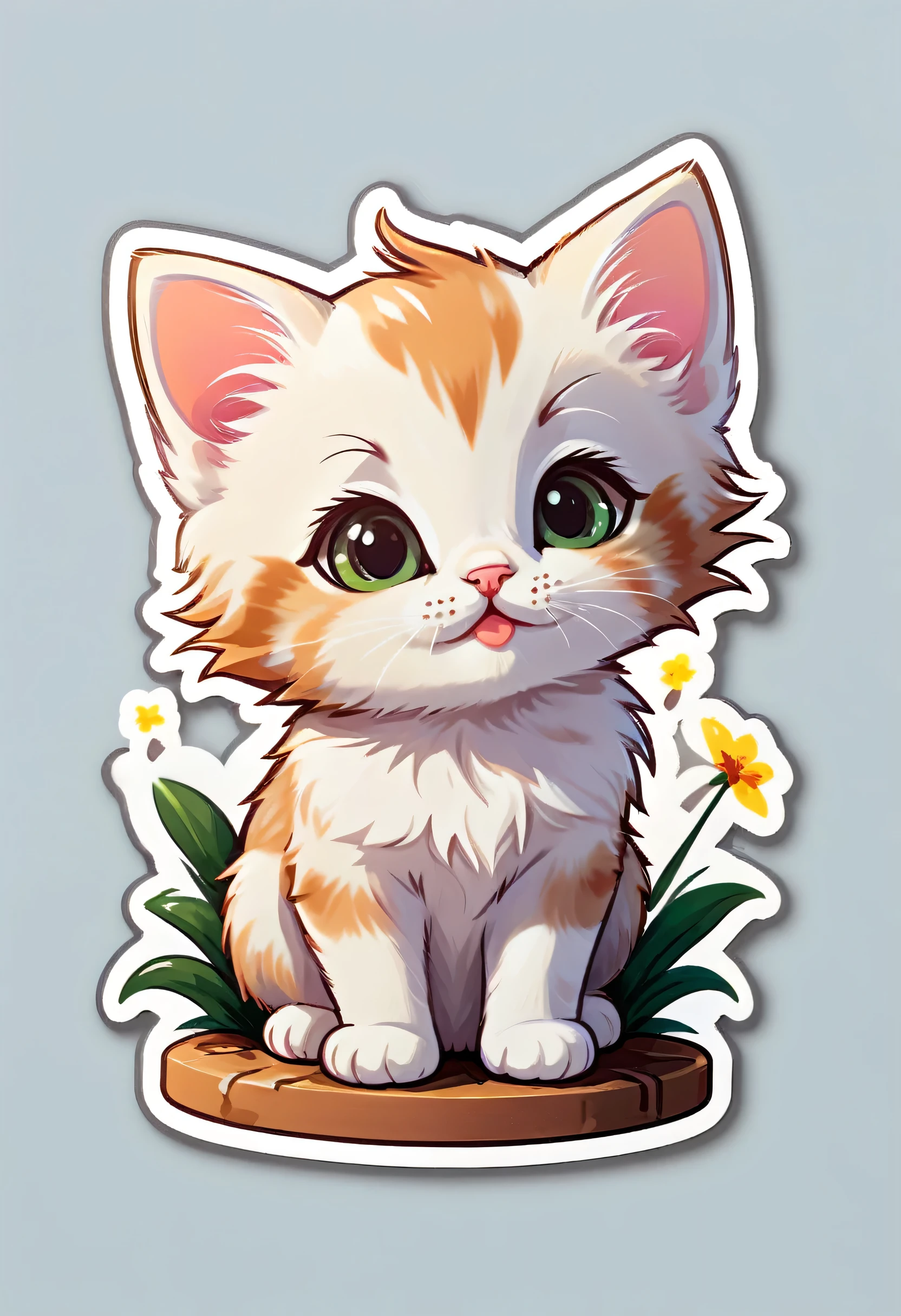 1 sticker, Kitten, Simple Background