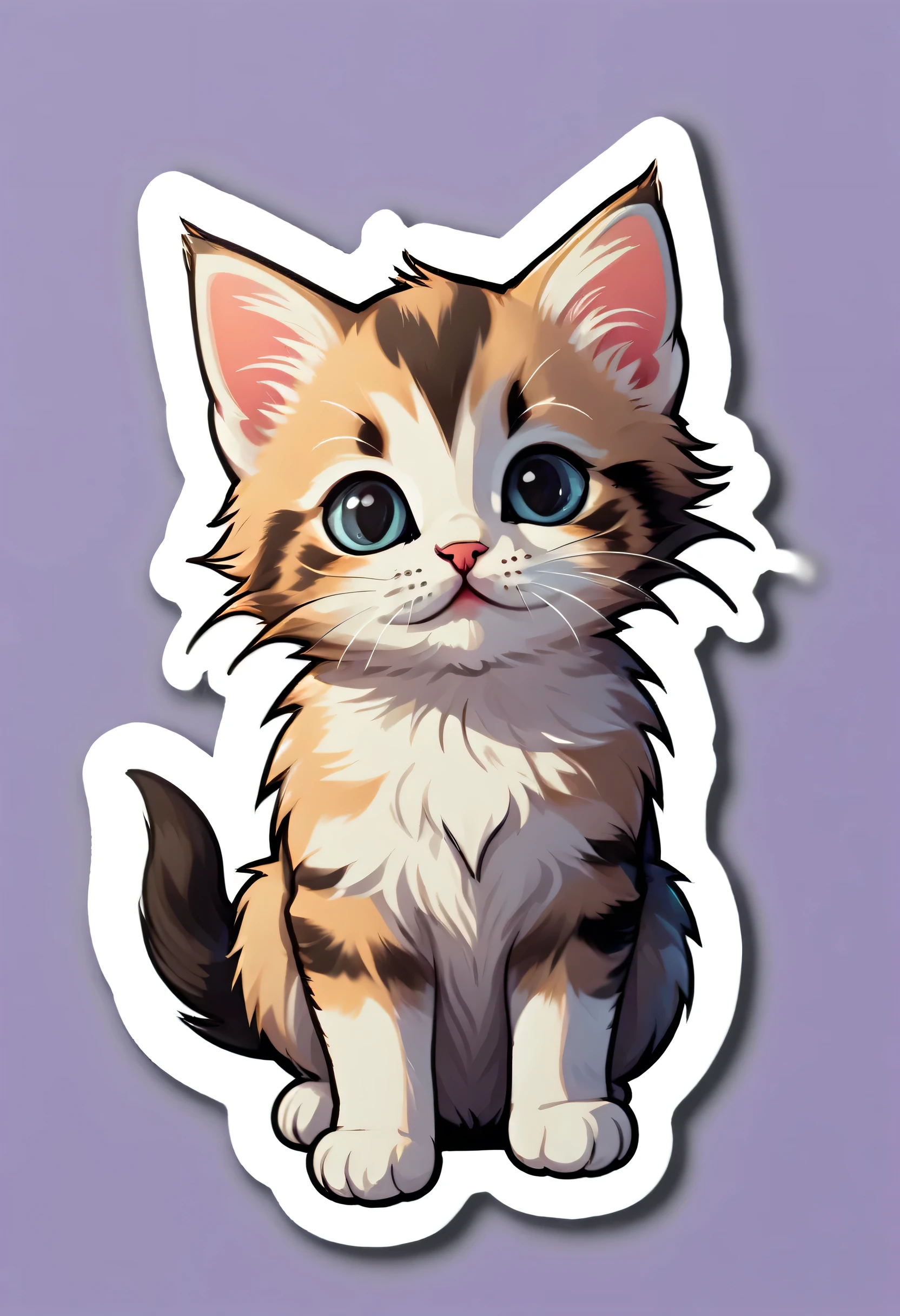 1 sticker, Kitten, Simple Background