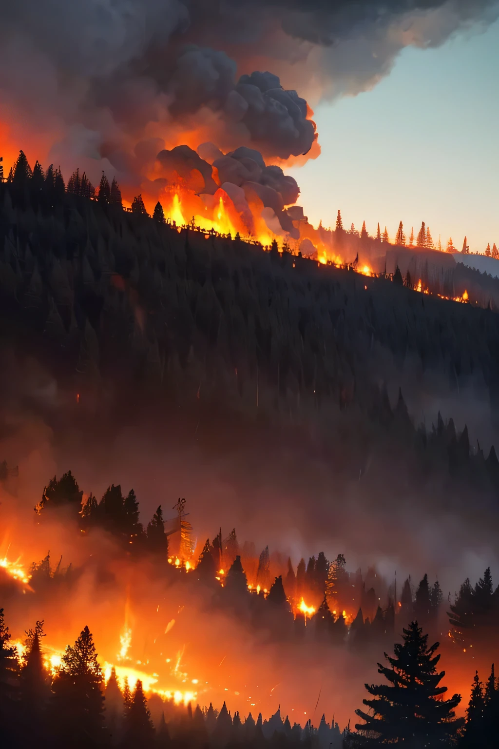In the distance you can see the flames of the forest burning, Forest Fire, forest on fire了, Thunderstorms and forest fires, forest on fire, burning trees, Burning Forest, numerous Fire, Fire in background, wildfires, Burning Forest, Amazon forest fires, Burning Forest of trees, Fire, Burnt forest, Dramatic lighting of fire, burnt forest