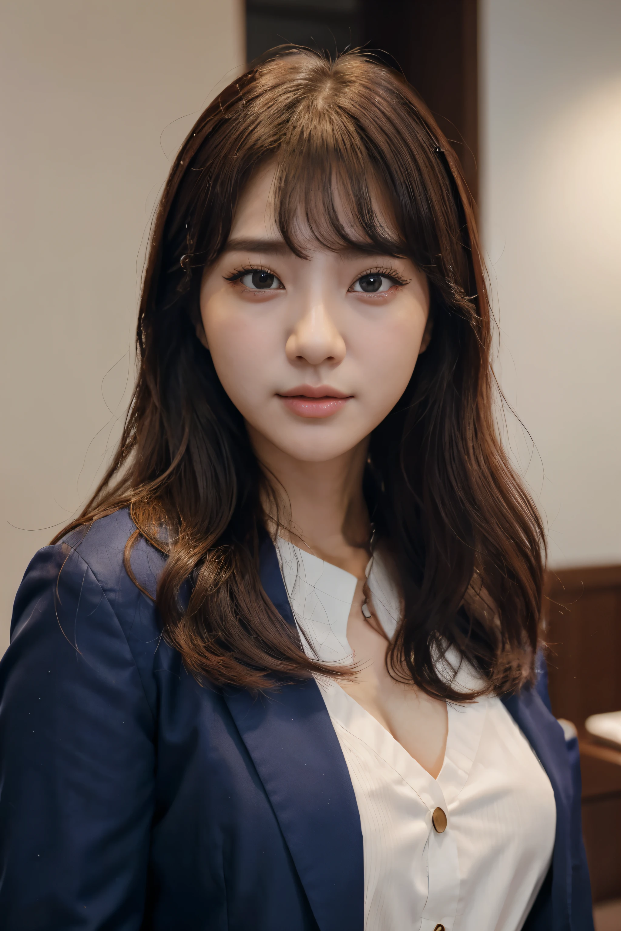 Announcer Smile A neat announcer in a suit 1. face shape: Korean women usually have a soft face shape. You can draw a round or oval face.
2. eye: Korean women's eyes are traditionally large and naked.. The eyes are often expressed as wavy shapes.. You can add delicate eyelids and eyelashes around your features..
3. nose: Korean women's noses are usually small and have detailed features.. The bridge of the nose may appear slightly high., The bridge of the nose can be drawn low.
4. Lips: Korean women's lips are usually thin and clearly shaped.. You can outline your lips using contrasting thicknesses and colors..
5. hair: Korean women prefer a variety of hair styles. long hair, short hair, Perm, You can draw various styles, including curly hair..
6. costume: Korean women often appear in photos wearing Hanbok, a traditional costume.. However, modern costumes can also be drawn attractively.. You can choose a rich hanbok, a modern dress, or a casual costume..
7. make up: Korean women mainly prefer natural makeup. You can soften your skin by using brightly colored cosmetics that match your skin tone.. Draw eyebrows and eye covers clearly., Lips can express you naturally..
Draw one person. Draw a face looking straight ahead. Stylish, clean, long wavy hair.