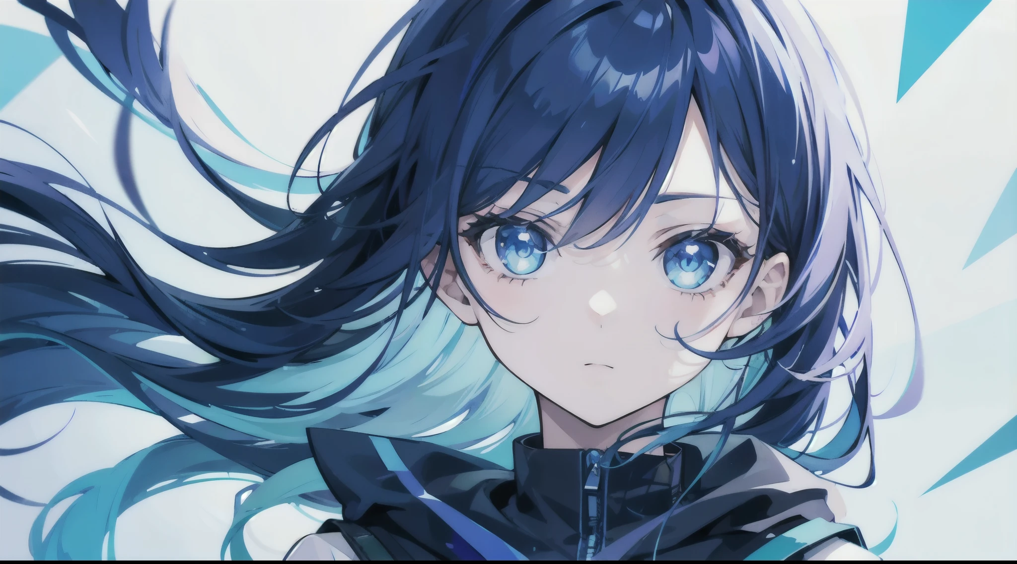 Girl walking in a blue world
