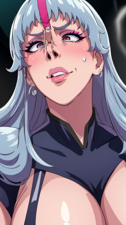 (High quality, Ultra detailed, best quality, insanely detailed, beautiful, masterpiece:1.5),(Igawa Sakura(Suite Pretty Cure♪) ),((Super super super huge breasts)),((Super super super big cleavage)),((Super super super super saggy breasts)),Bimbo face:1.5,Heavy makeup:1.5,Brown skin:1.5,Heavy makeup:1.5.Mature Woman:1.5,Middle-aged women:1.5,Pink twin-tailed hair:1.5),(Nose hook:1.2),(close up face),Accurate nostrils,(Nose Hook:1.5),(Facial Realism)超Swollen lips, Super thick lips, Kissing Face,, Glowing Skin,masterpiece, highest quality, naughty smile,(vapor:1.2), (Happy:1.4),(Ahegao:1.6),(Roll your eyes,1.6),(blowing foam through the mouth:1.2),(Attractive mature woman,Super strong super huge huge vulgar face:1.2),(Ahegao:1.8),(Roll your eyes:1.6),(Huge very angry face:1.6),(put on a mean look:1.8),(put on a mean look:1.8),masterpiece, highest quality,Super evil smile, blush, I breathe,Glowing Skin,highest quality, 8K, 32k, masterpiece, Detailed face, Lips Detail, Fine grain, double eyelid,Pink thick lips,Swollen lips,(Widening pig nostrils),(Super super super enlarged nostrils:1.5),Iris,View from above,(Cyborg Mecha Monster Suit:1.5),(face focus,close up face),(Exact nose count,Accurate nostrils,I can see the back of his nostrils),(Look up,Fisheye,Looking from above,Looking down on someone,Saucy),Realistic depiction of the entire face,(Ugly face:1.5,Stinky face:1.5)