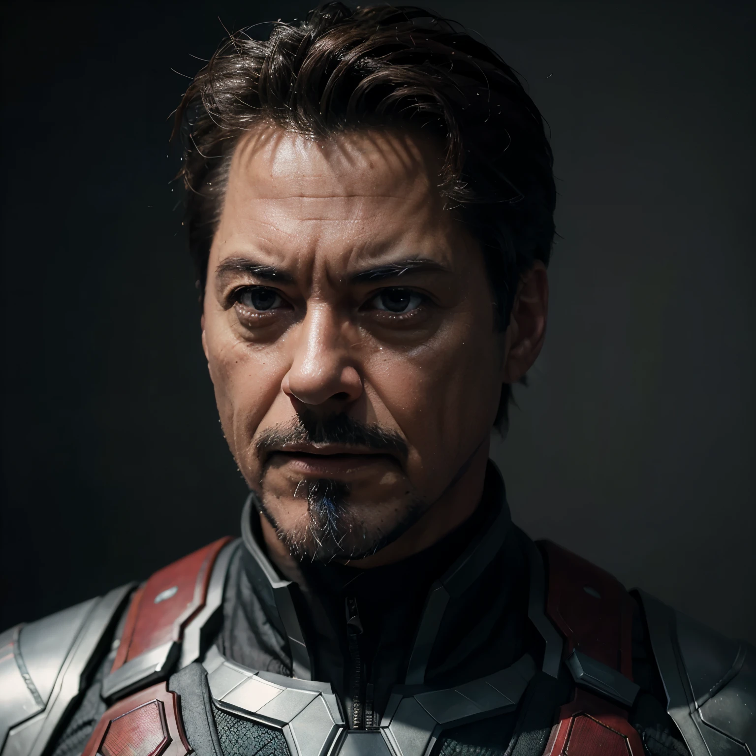 Marvel, Old man Tony Stark, realistically, dynamic lights, old, gray stubble, full shoot, (extremely detailed CG unity 8k wallpaper), trending on ArtStation, trending on CGSociety, High Detail, Sharp focus, dramatic, photorealistic