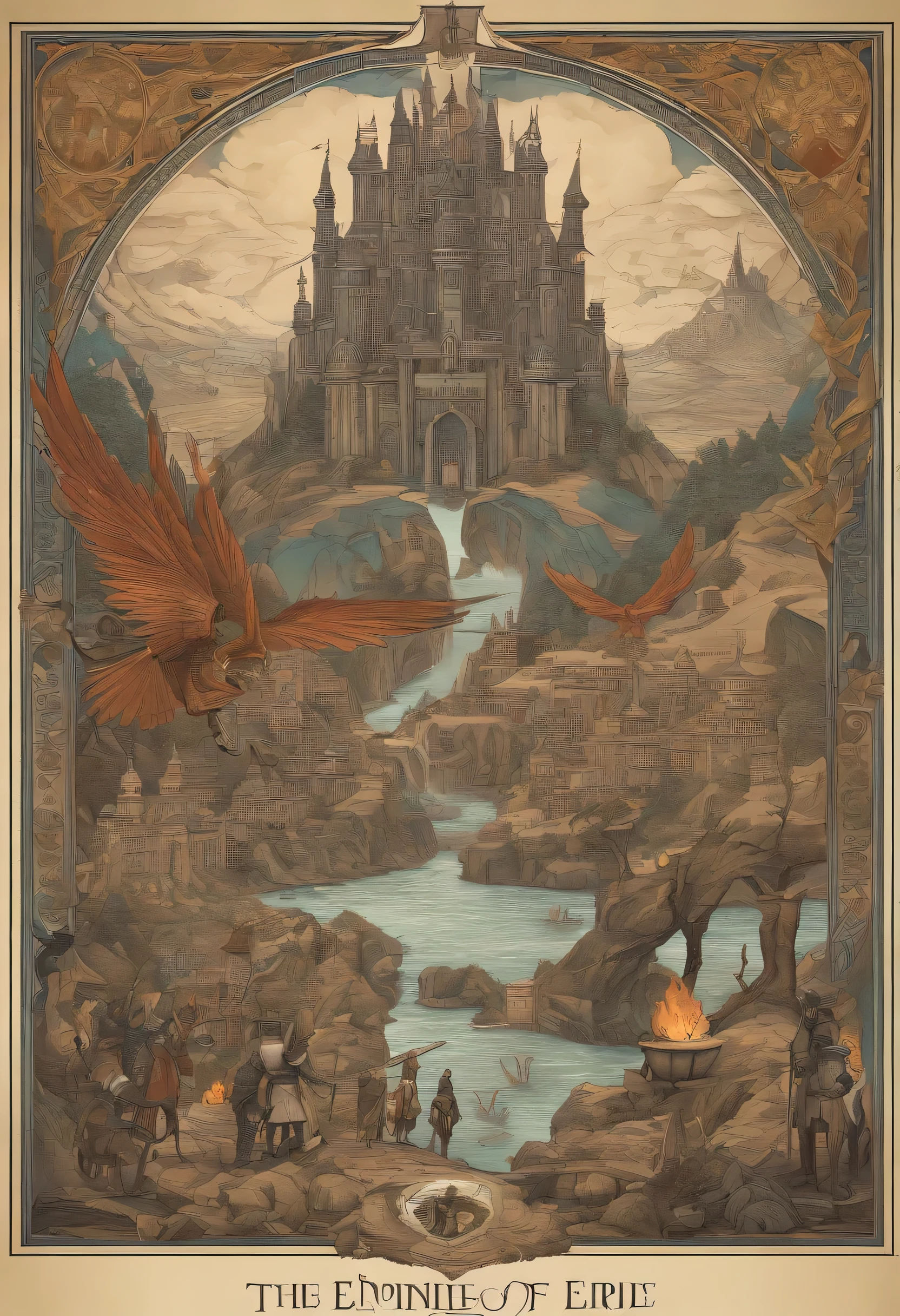(magical fantasy universe poster:1.2),contraband checkpoint,guard for the empire of Marginalia,majestic magical atmosphere,beautifully crafted emblem of the empire,elaborate uniforms of the guards,mythical creatures scattered around,glowing crystals adorning the walls,mystical fog floating in the air,enchanted creatures welcoming newcomers,magical spells protecting the checkpoint,vibrant colors depicting the diversity of the empire's inhabitants,dynamic composition capturing the excitement of the fantasy world,prominently displayed rules and regulations for the guards,exquisite attention to detail showcasing the empire's commitment to security and order,(highres,ultra-detailed) artwork,impressive level of artistic skill,imagination and creativity,evocative and immersive artwork,realistic representation of the fantasy universe,enchanting atmosphere that draws viewers into the world of Marginalia,impressive use of shadows to create depth and dimension,subtle yet impactful lighting to enhance the magical ambiance,intense focus on capturing the essence of the fantasy genre