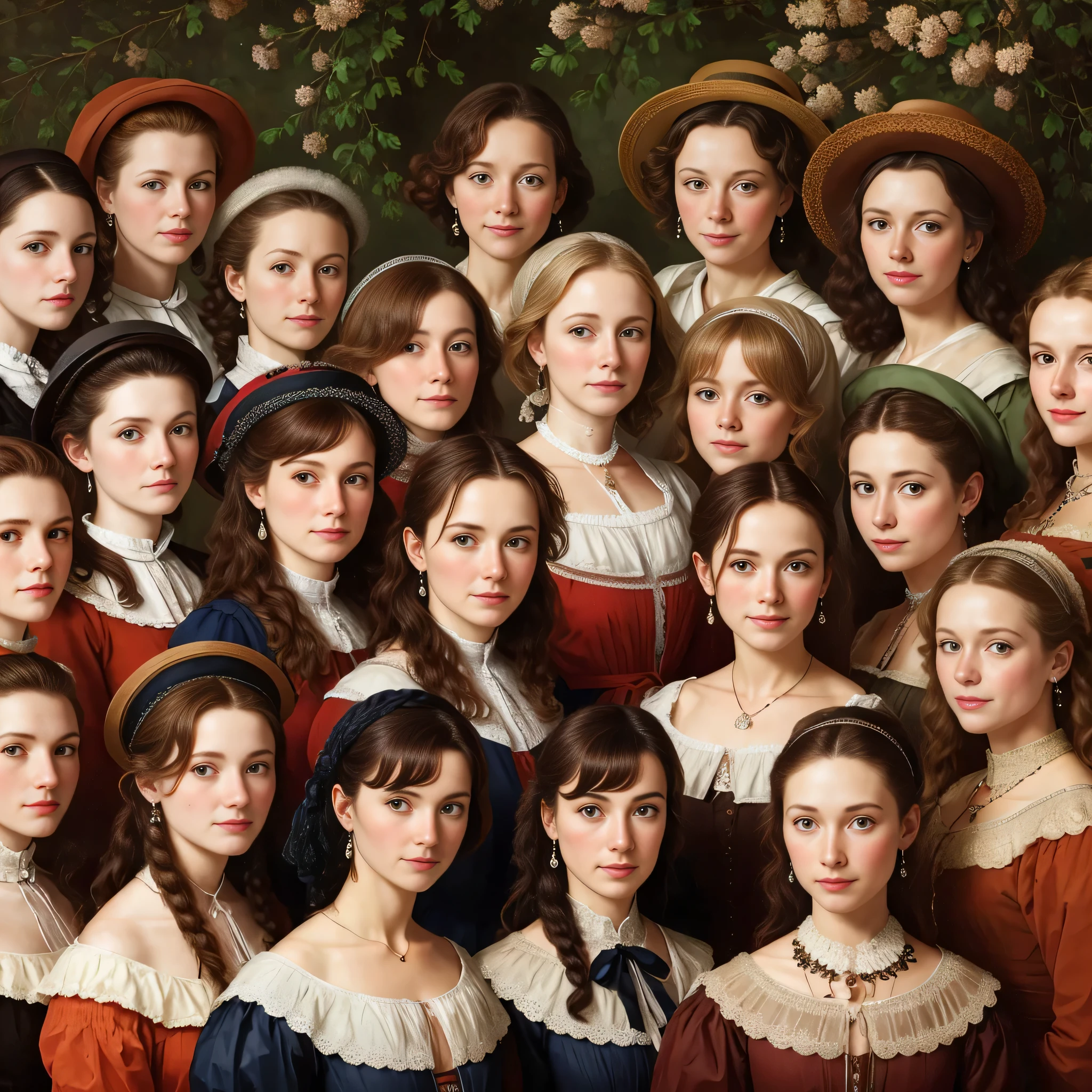 beautiful group of woman dutch  focus on face