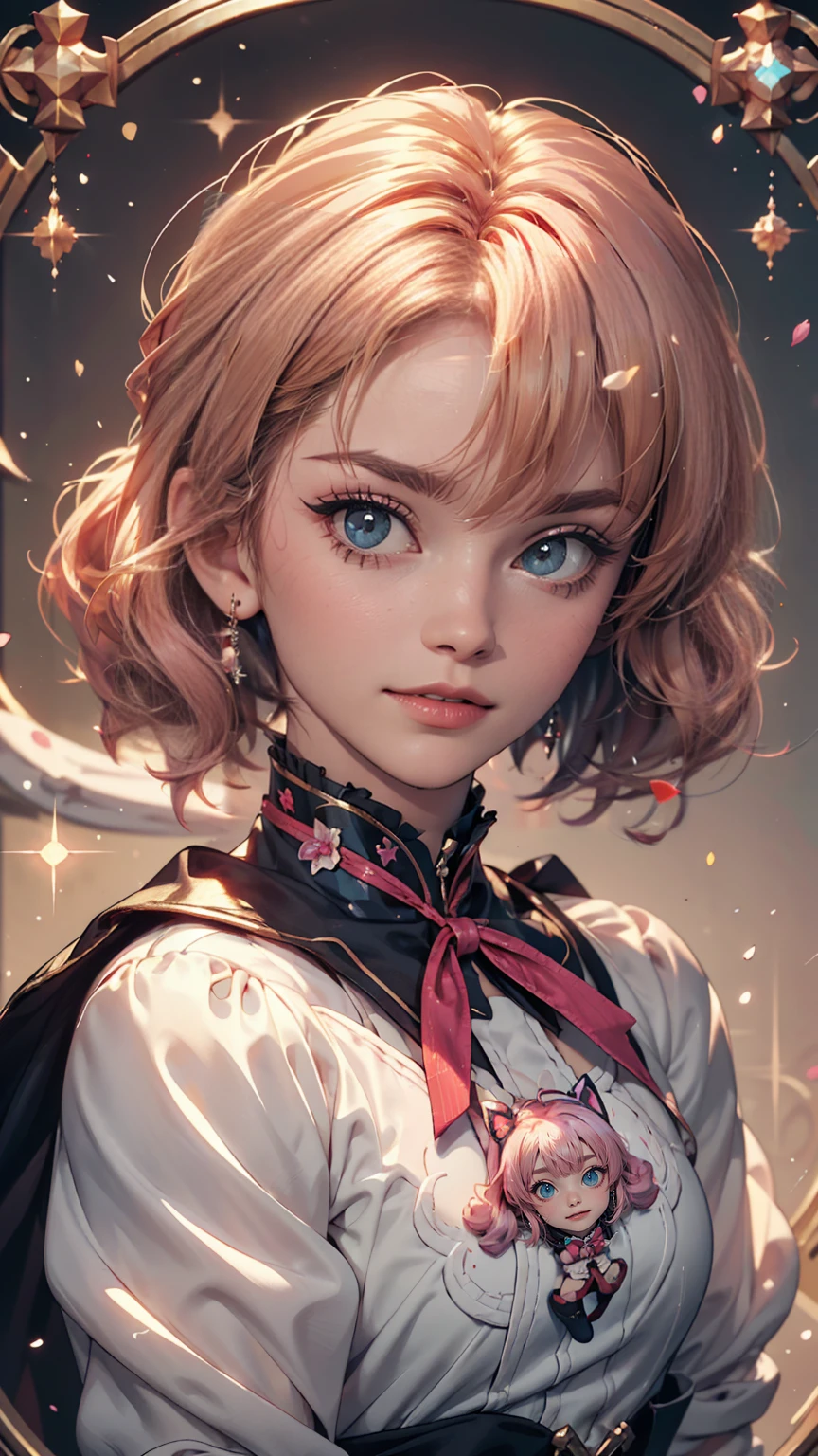 Anime girl with pink hair and a ribbon in her hair, Cute realistic portrait, Gweitz, Magical Girl Portrait, Cute Characters, Cute art style, Anime Moe Art Style, MapleStory character art, cute portrait, Cute Anime Girl Portrait, Small person portrait, artwork in the style of Gweitz, Splash Art Anime