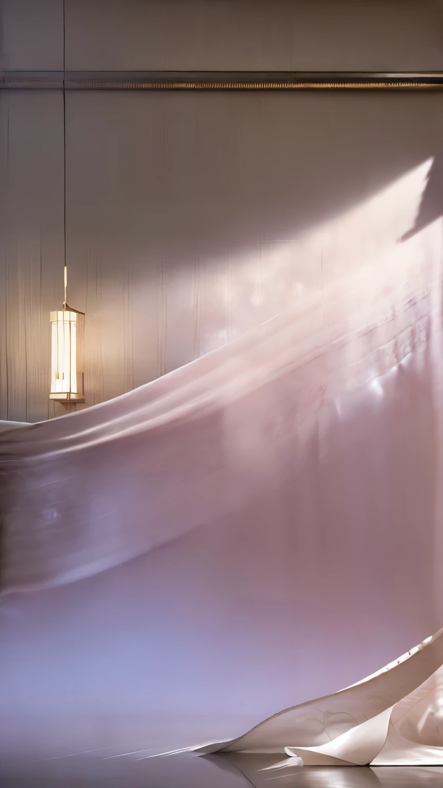 In front of the wall with curtains, Flowing fabric, long Flowing fabric, Background made of large curtains, ballroom background, Ballroom Background, Endless flowing curtains, flowing white robe, Flowing realistic fabrics, Flowing materials, large cloth, Atmospheric Rendering, Silk fluttering in the wind, ambient occlusion render