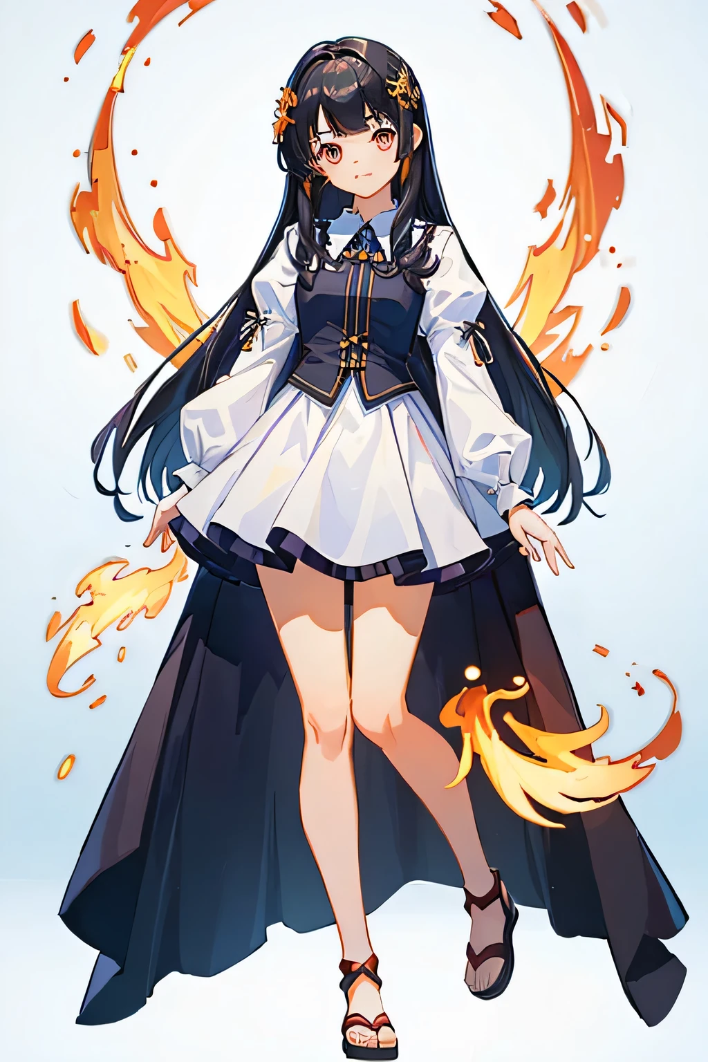 ((highest quality、8k、masterpiece:1.3))、concentrated:1.2、Beautiful woman:1.4、((Layered Haircut))、White Background、Bandeau dress:1.1、Highly detailed face and skin texture、Very big eyes、drooping eyes、double eyelid、Whitening the skin、Gorgeous Long Hair、Red-orange eyes、Happy expression、Front full body、Anime illustration style、standing,full body,toe,