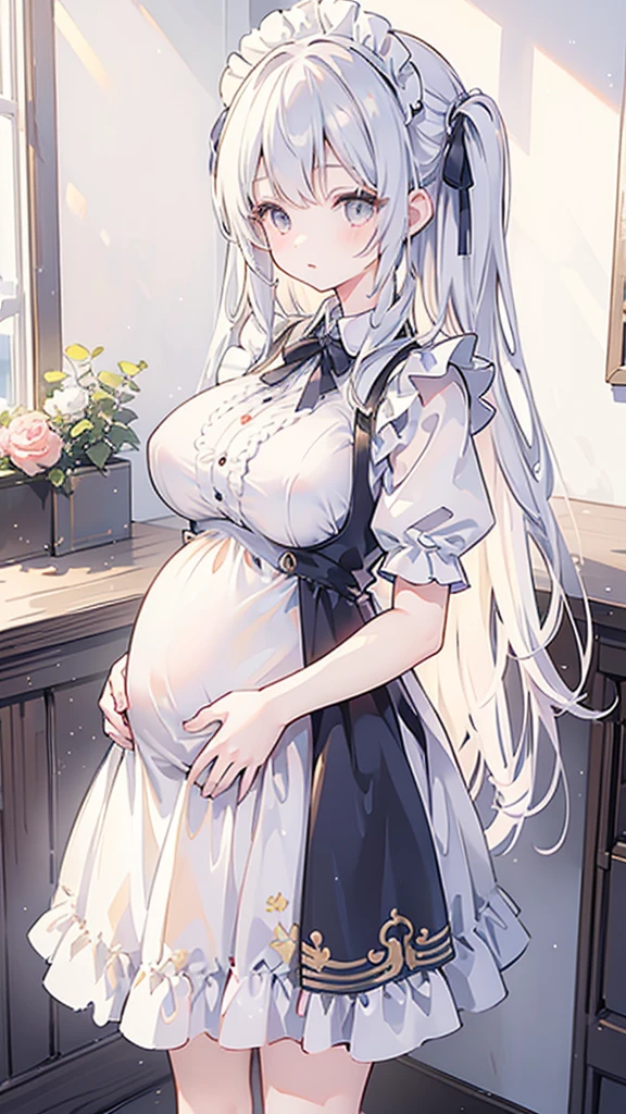 (Very detailed CG ユニティ 8k 壁紙)、(masterpiece)、(highest quality)、(Very detailed)、(Best illustrations)、(Best Shadow)、Maid clothes、girl、Big Breasts、honey、Long Hair、Pregnant women