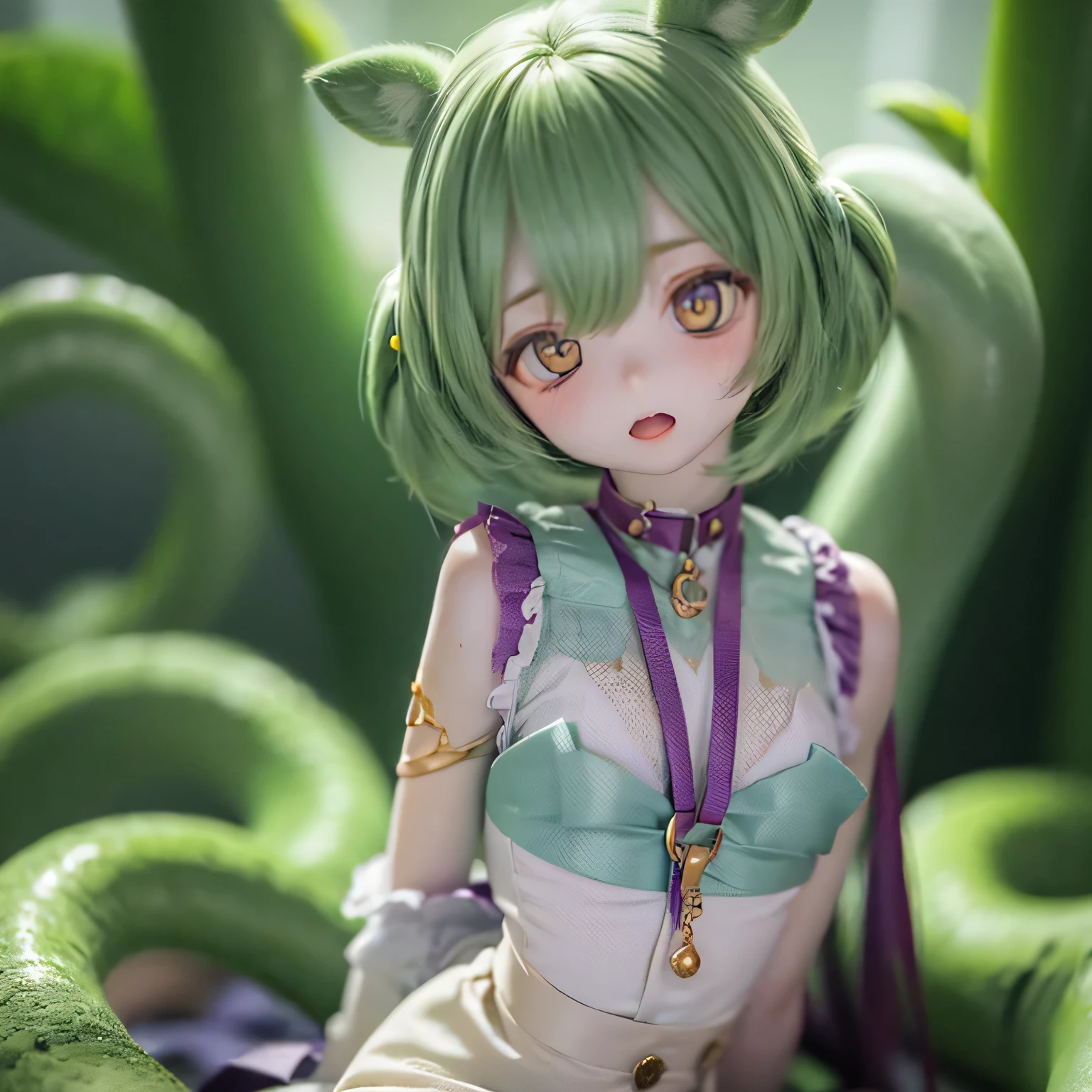 Detailed prompts for generating high quality images using the stable diffusion method are、、:

"(((city))), (Digital Art:1.1, High resolution, masterpiece:1.2), (Bright colors), (Confident expression), ((((a bit)))) letter, (Green Hair), (Open your mouth), (nude) A girl with a distinctive hairstyle and a body like zunda, (Confident expression), ((((a bit)))) letter, (Green Hair), (White blouse), ((((8. A relaxing space surrounded by greenery))))) Proud face"