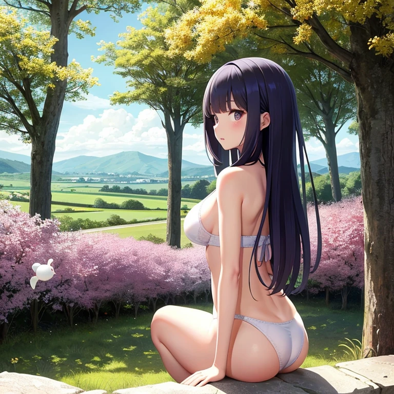 Nostalgic Landscape,Admiring a single golden egg,Ai Fukuhara,Large breasts,Purple long hair