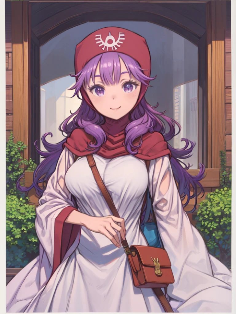 masterpiece、highest quality、High resolution、Very detailed、woman、cute、Smiling、(dqPOM、red hood, purple hair, robe、purple hood, blonde hair, robe、Big Breasts)、

