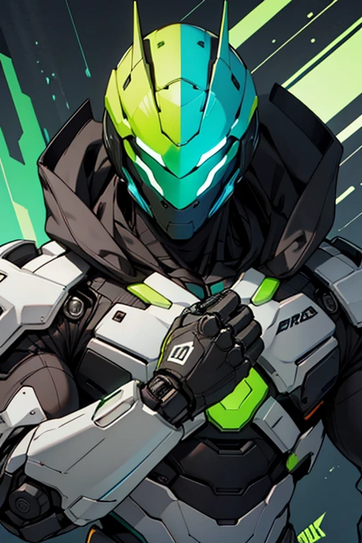 Robot Hombre, muscular, color blanco y verde oscuro
