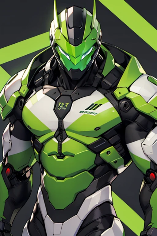 Robot Hombre, muscular, color blanco y verde oscuro