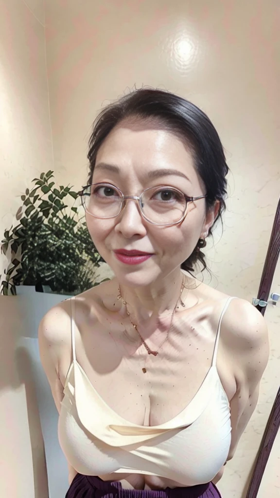 1 Chineae Mature , sexy , 55 years , hourglass , perky natural breasts , perfect breasts , fit body , Waves hair , narrow-oval , seductive smile , gorgeous face , top model , hazel eyes , seductive , university , sexy pose , realism , glasses , cartilage piercing , ear lobe piercing , sweater , see-through skirt