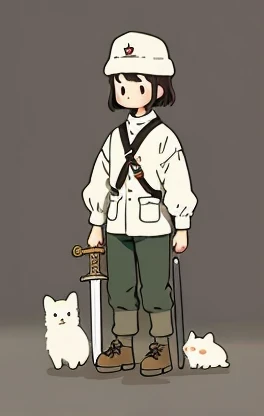 Single cartoon soldier holding a sword,Simplicity