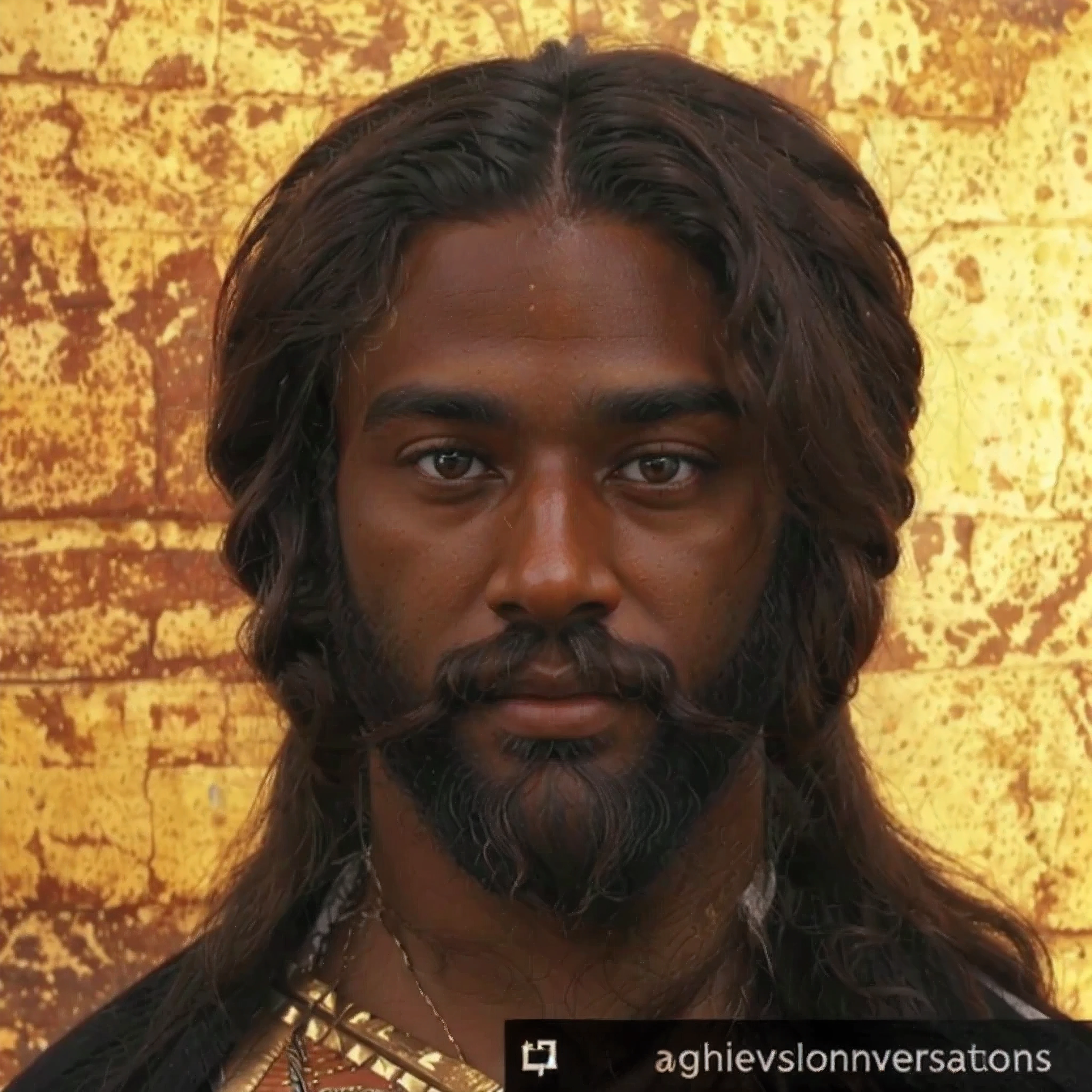real life a person with a beard, dark brown skin tone, ancient biblical, wooly hair amber brown eyes, a normal person feom 1st century a.d., realistic