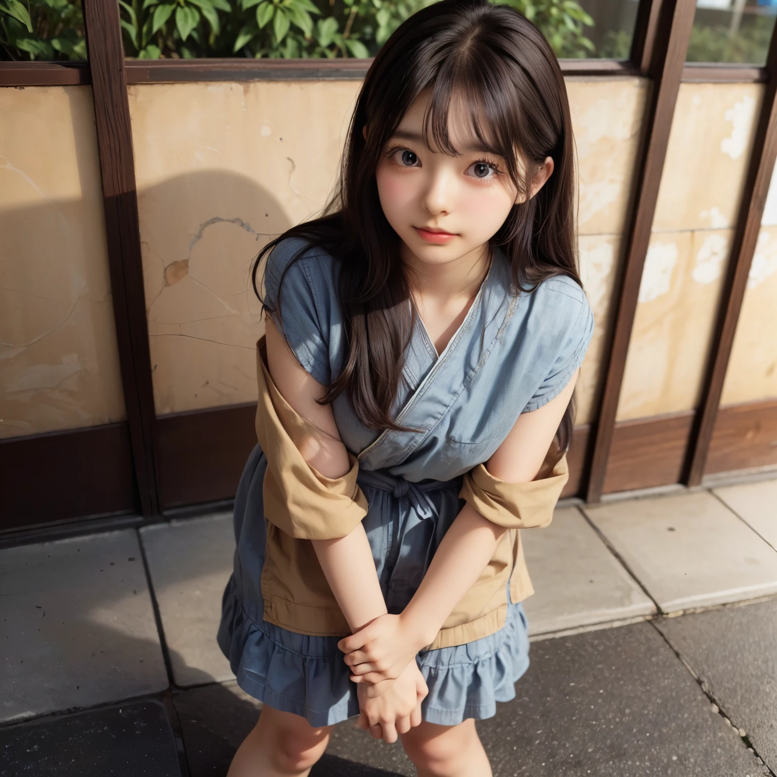 detailed face, cute face,brown eye, ((standing)) , (both hands on knee) , leaning forward , master piece , best quality , highly detailed , (matured female) , japanese