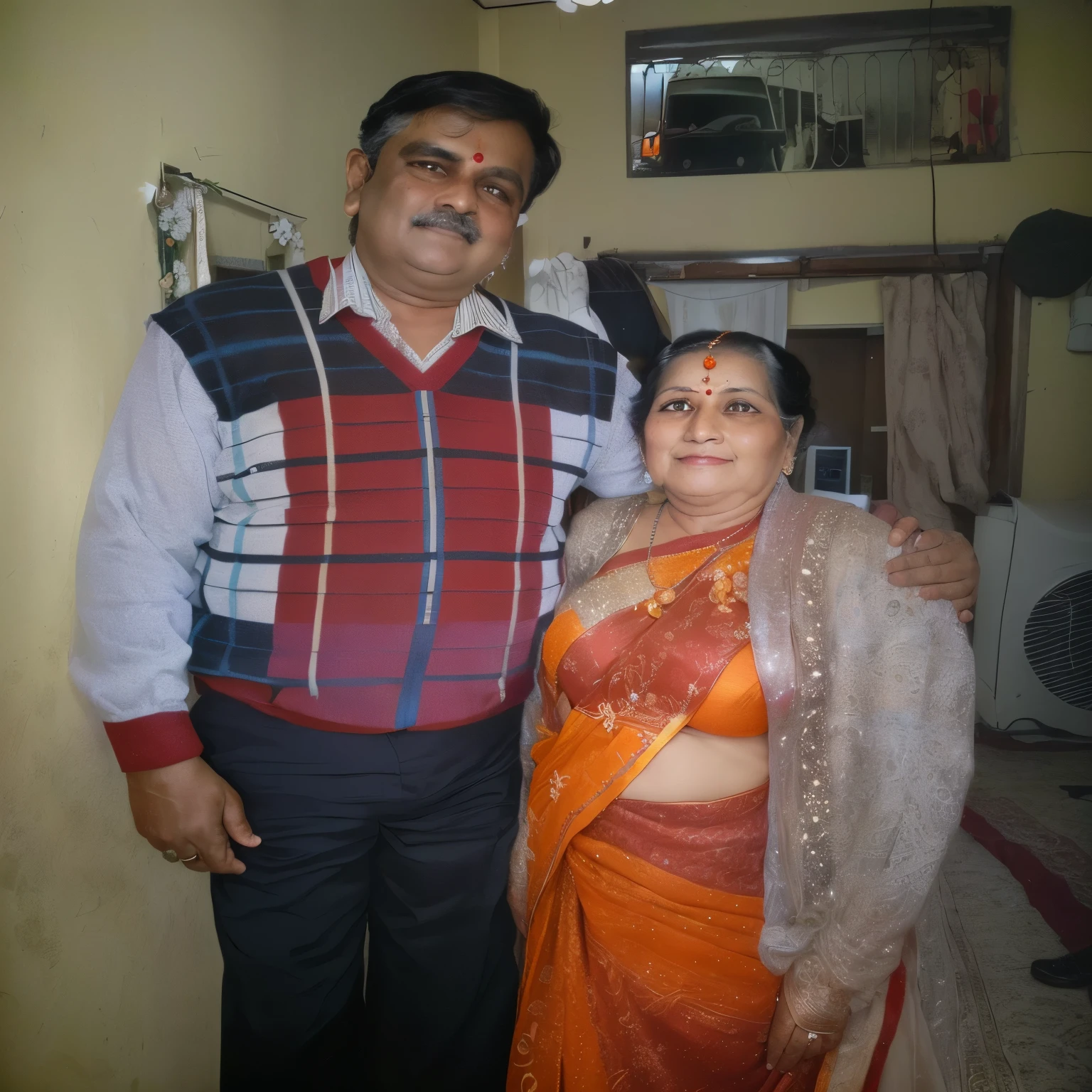 I'm giving you my parents pictures using that create a picture of their wedding done in 1969 according to hindu marriage