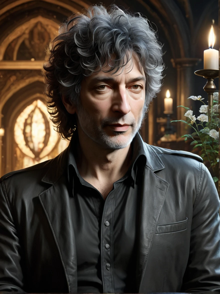 Neil gaiman art. 32k high resolution best quality unreal engine 5. #The Sandman is standing with Death#Death from the Sandman comic. They are looking into a cosmos of stars. The abyss of space and dreams and hidden nightmares. The Sandman is wearing the skull of a raven as a helmet
