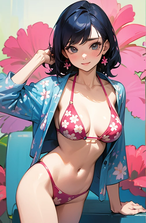 sexy、Cool woman、Nice、Floral print swimsuit、bikini、