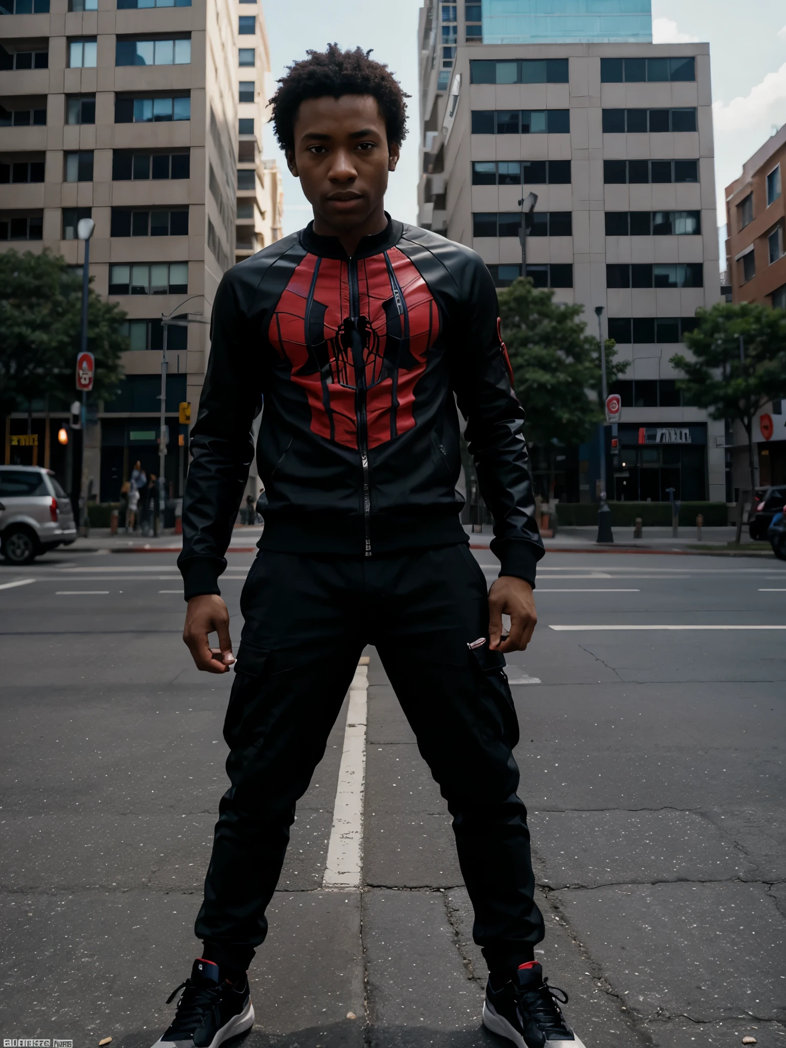 miles morales cayendo de un edificio