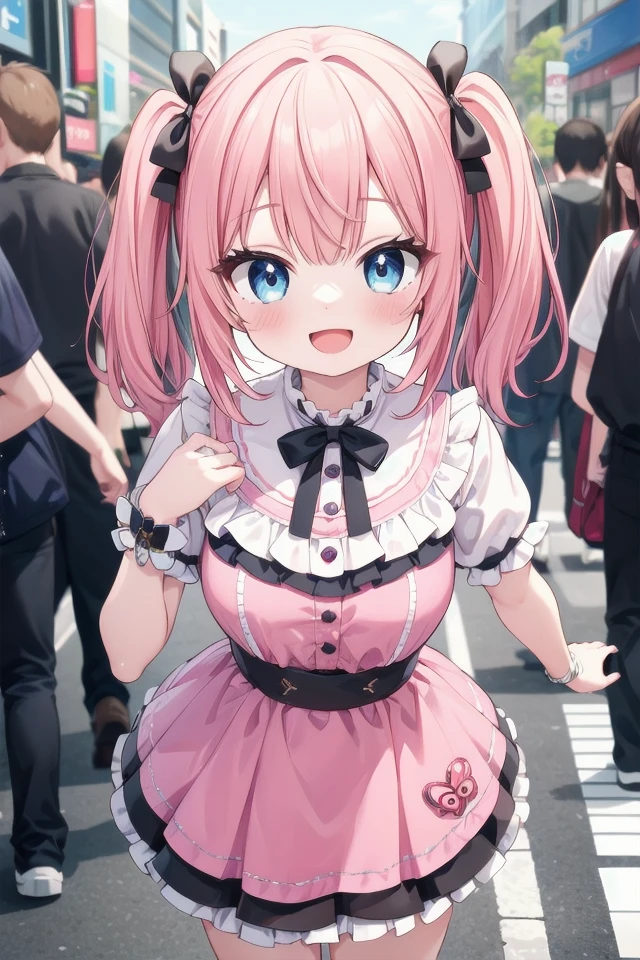 insanely detailed, absurdres, ultra-highres, ultra-detailed, best quality,
1girl, solo, nice hands, perfect hands,
BREAK
(wearing harajuku-style coordinate),
happy smile, laugh, open mouth
BREAK
hands behind body, from above, cowboy shot, looking at viewer
BREAK
slender, kawaii, perfect symmetrical face, ultra cute girl, ultra cute face, ultra detailed eyes, ultra detailed hair, ultra cute, ultra beautiful
BREAK
in harajuku, shibuya, tokyo, street, crowd, cityscape,
(cleavage:-0.7)
BREAK
