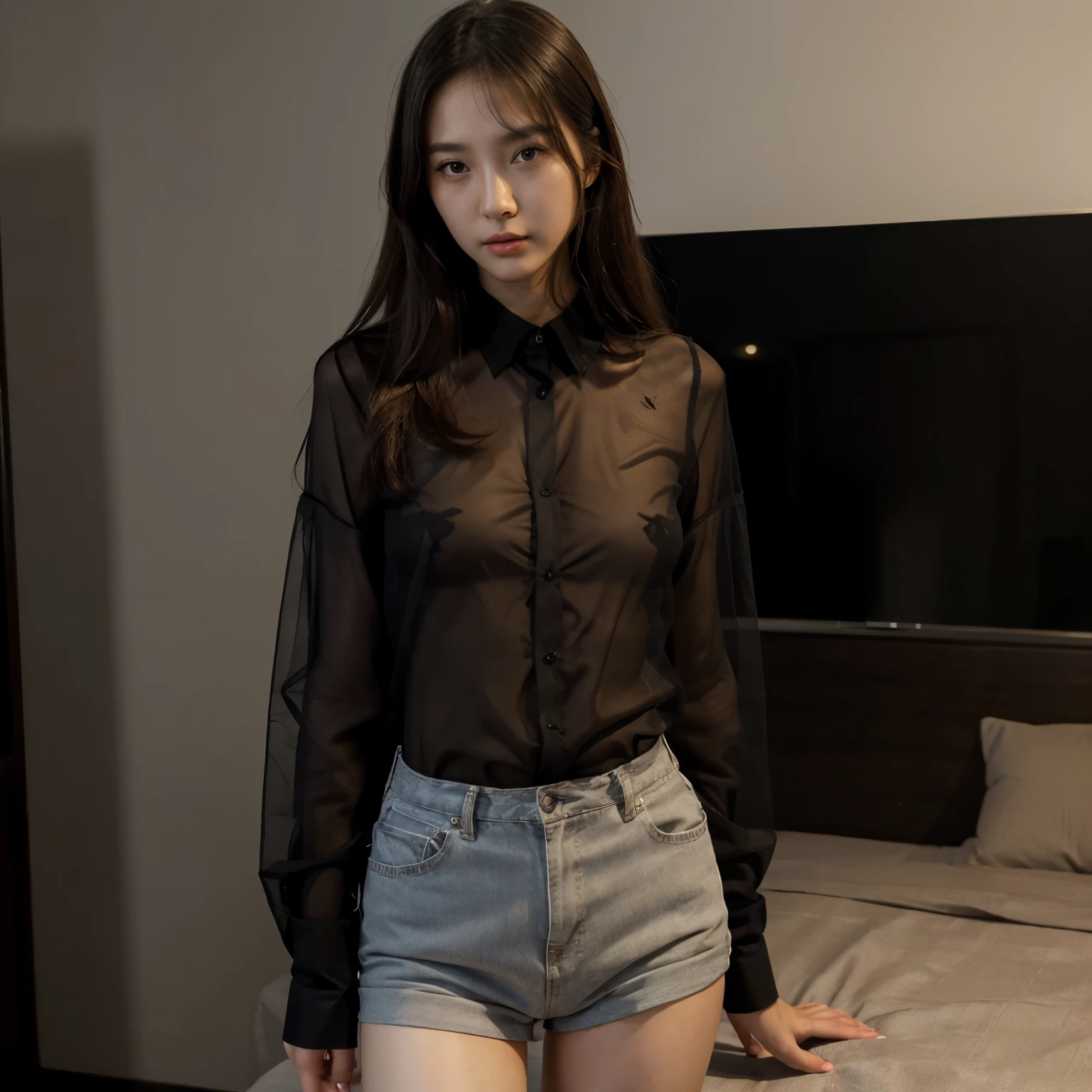 (Masterpiece)1.5 Girls, Beautifull Face, Beautifull Body, Long Leg, Long Hand, Quiet Face, With Long black transparent Shirt, Open chest, Cute Face,stick out tongue while Sad
, Long Leg, Long Leg, Long Leg, Tongue, Open Leg, Beautifull, Beautifull Face, Korean Face, stand