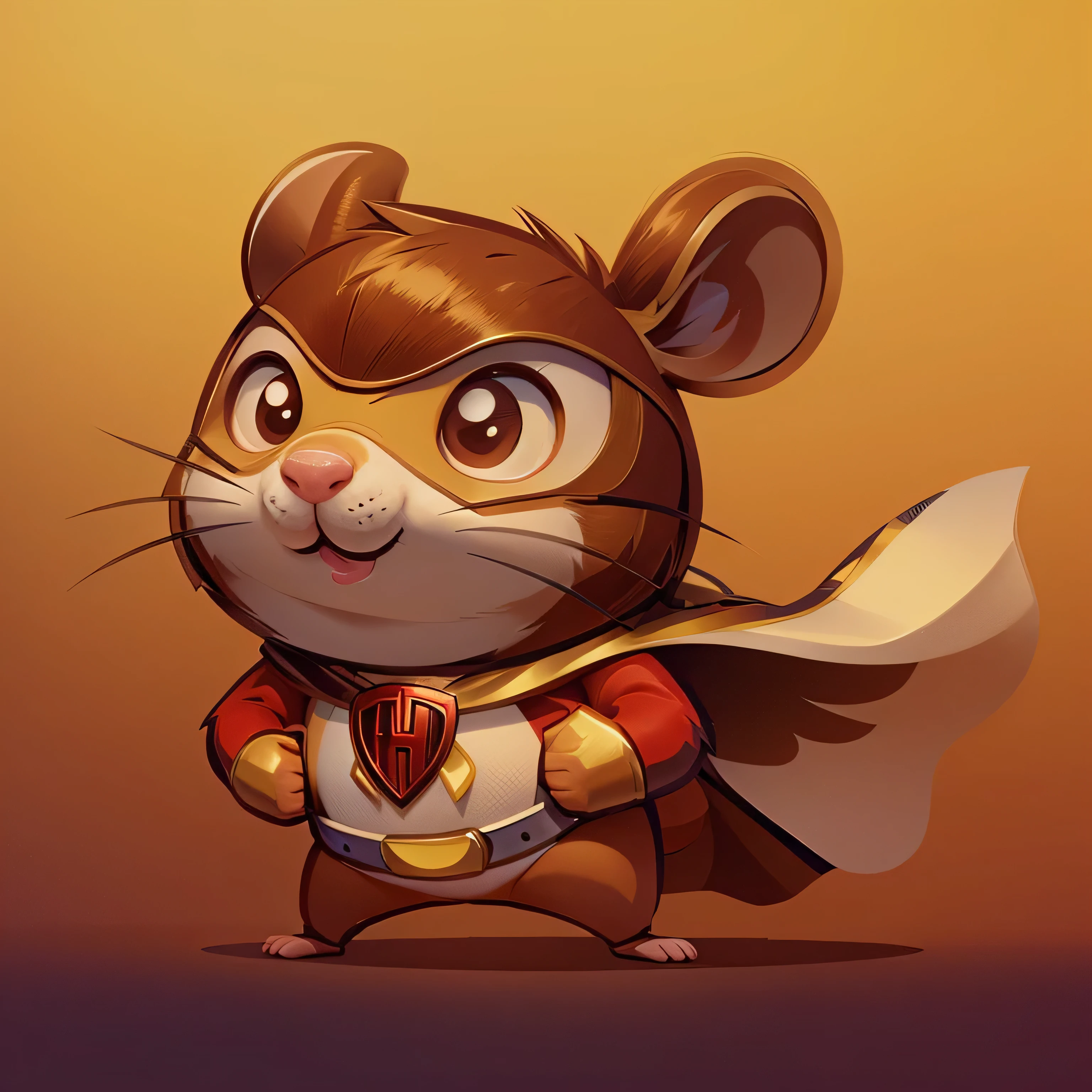 based on this illustration, Please create an illustration of a male hamster dressed as a superhero. The illustration must be in pixar style.