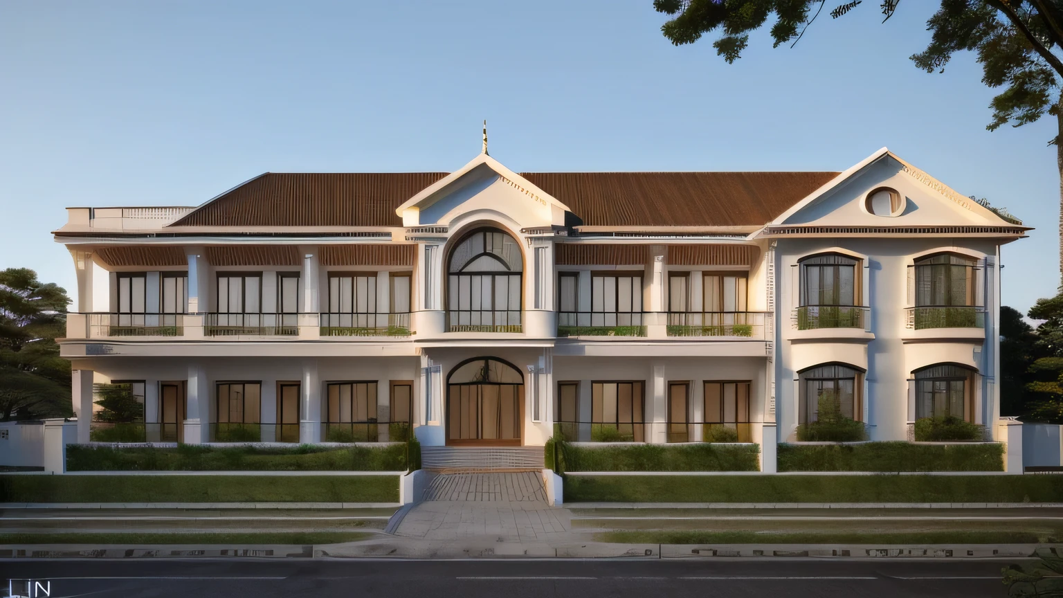 neoclassical villa rendering, professional rendering, 2023 angular exterior, highly detailed rendering, high quality rendering, realistic rendering, architectural rendering, high quality rendering, rendering detailed rendering, hyper realistic rendering, hyper realistic rendering, very realistic 3 d rendering, high rendering, realistic rendering, very realistic rendering, 4 story French villa architecture, white wall, garden , daylight, blue sky, perspective (Modern minimalist lines: 1.2), (stone wall: 1.1), grass, Archdaily architecture, (high detail: 1.2), 8k uhd, dslr , natural light, high quality, Leica CL photography with Leica Summilux-TL 35mm f-1.4 ASPH