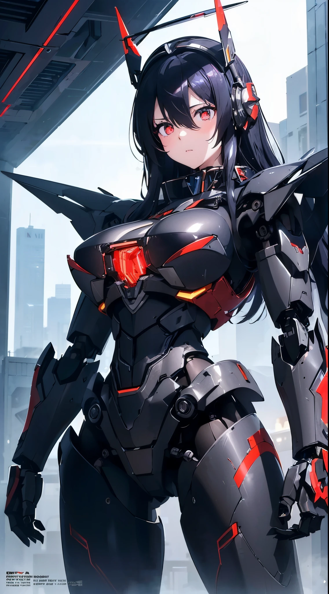 (((avert your eyes:1.3)))、Eyes of the machine glowing red、Expressionless