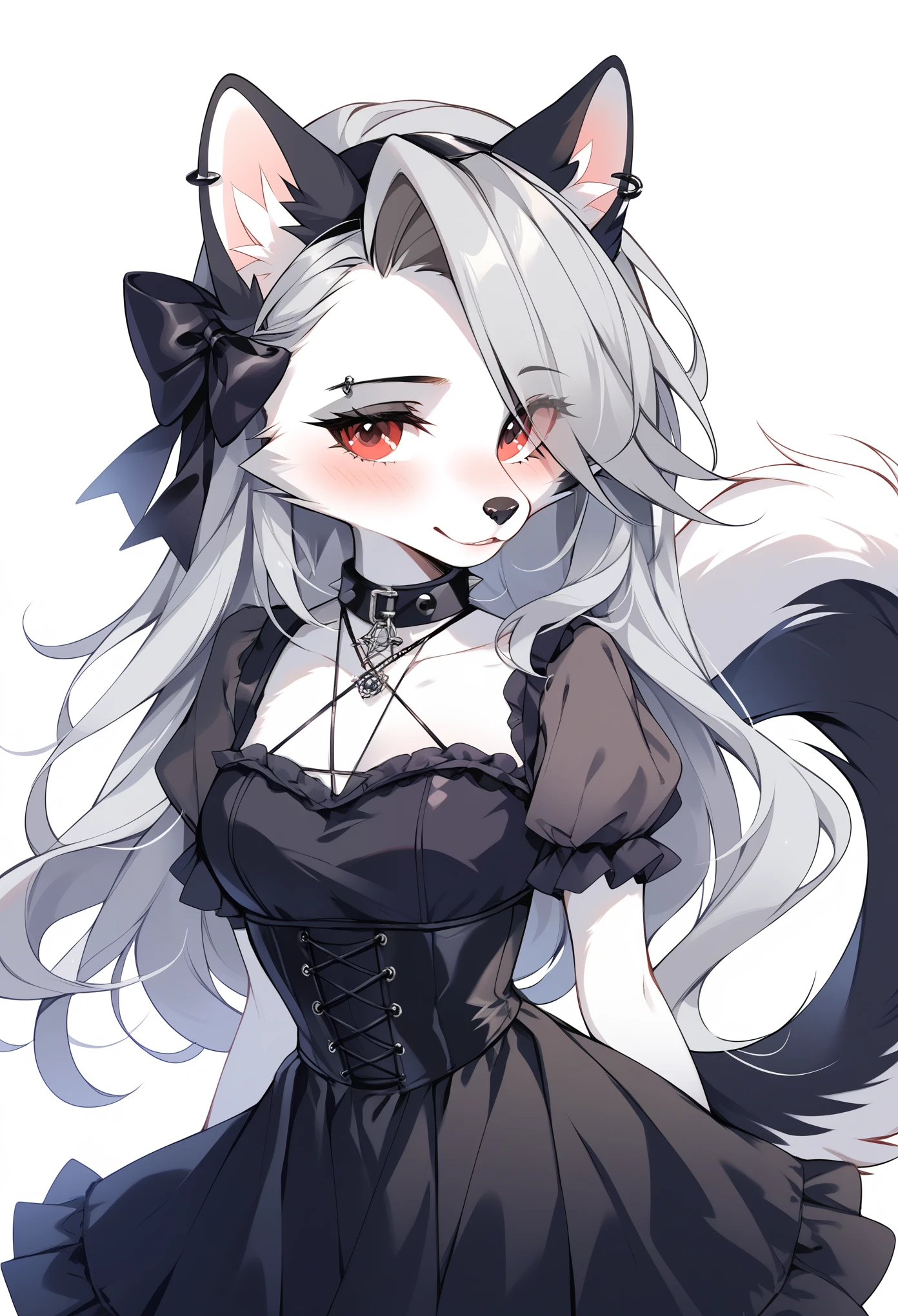 score_9, score_8_up, score_7_up, source_furry, rating_safe, by magnaluna, loona, loona posing seductively in a lolita bedroom, anthro, blushing