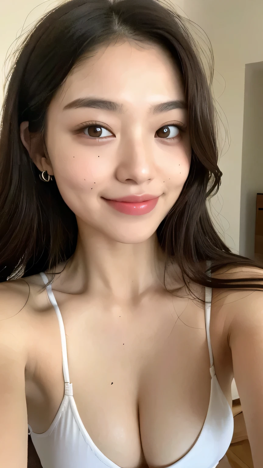 ((highest quality, 8k, masterpiece: 1.3)), One Girl, The beauty of slim abs: 1.3, (Random hairstyles casual, Very small tiny breasts: 1.2), bikini: 1.1, Very beautiful face, Delicate eyes, double eyelid, Vertical navel,Cute Smile, Home,Dimples,There is a mole around the mouth,Chubby,Crouching,Turning around and looking at me,
