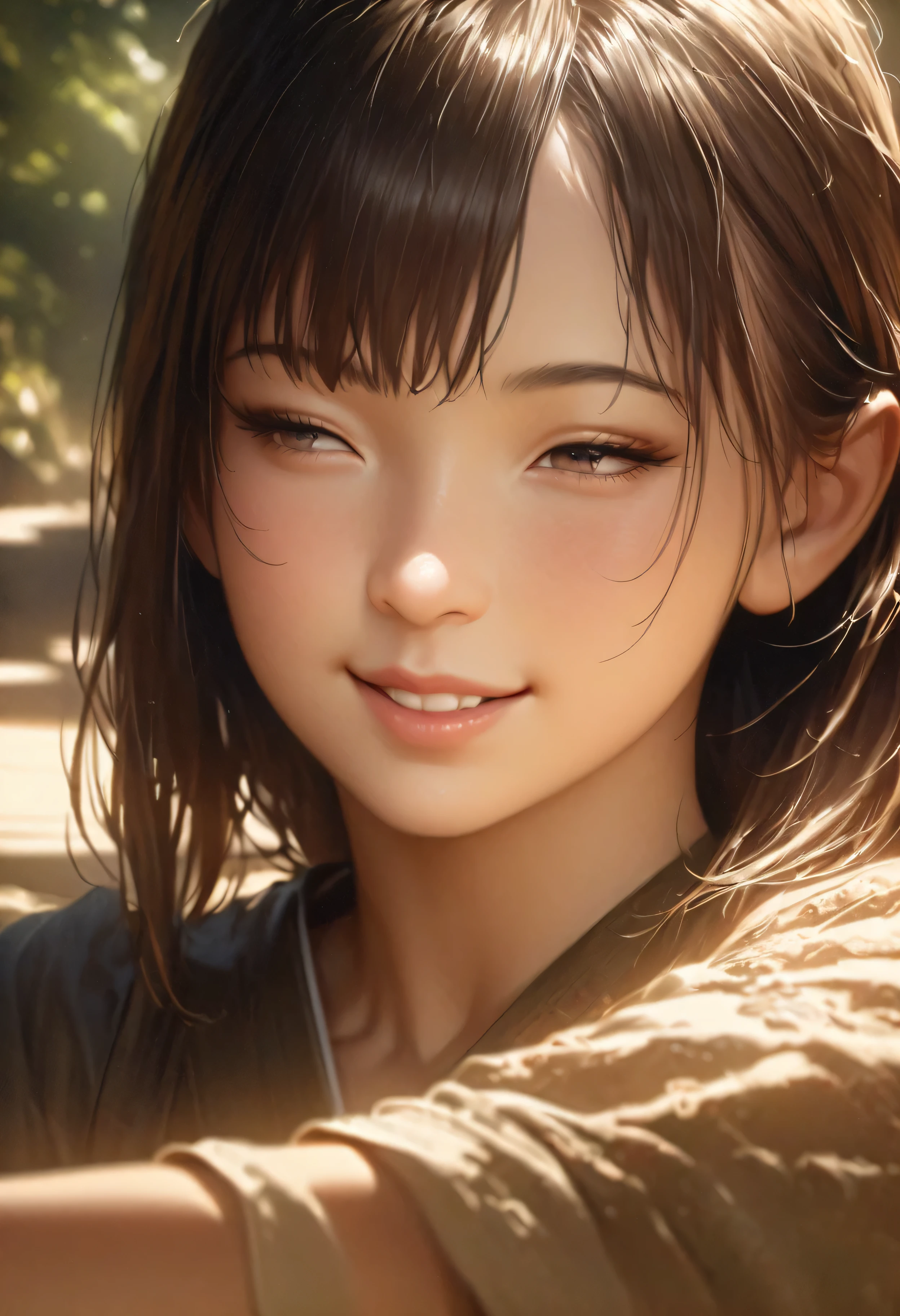 (( SFW: 1.4)), (( Detailed face)), (( SFW, smile , Outdoor, 1 girl)), Ultra-high resolution, (Realistic: 1.4), RAW Photos, highest quality, (PhotoRealistic Stick), concentrate, Soft Light, ((Japanese)), (( (Young Face))), (surface), (Written boundary depth), masterpiece, (Realistic), woman, bangs, ((1 girl))