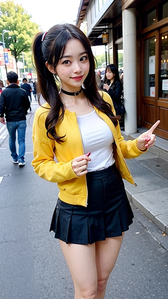During Golden Week, on a sunny morning, the girl prepared to visit Universal Studios Japan. Since the weather was nice, she chose a light jacket and comfortable shoes. Upon meeting her friends and entering the park, she was greeted by a multitude of characters. She couldn't help but smile at the sight of the dancing Minions and enjoyed taking photos with Snoopy. Before riding attractions, they stopped at a café for lunch. The food court offered a variety of dishes, and the girl's eyes sparkled at the colorful Minion-shaped snacks. In the afternoon, they rode thrilling roller coasters and charming attractions. As the day wore on, they explored shops for souvenirs, getting excited with each character-themed find. Walking through the illuminated park at night, they reflected on the fun-filled day.
,high school girl、uniform、Beauty、masterpiece, ultra detailed, hyper detailed, insanely detailed, detailed, high quality, best quality, exquisite, beautiful, woman, shy, wink, making a V sign, looking at viewer, black hair, big eyes, slant eyes, wide-eyed, heterochromia, with heart-shaped pupils, wheatish skin, skirt, choker, with a tattoo, piercing, beauty mark, freckles, blush, nail polish, long hair, twintail, very long hair, long hair, twintails, spiked hair, flipped hair, ahoge, shiny hair, wavy hair