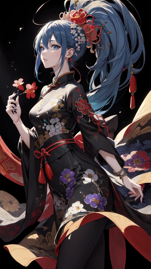 (masterpiece,quality,Best quality,official art,Beauty and Aesthetics:1.2),girl wearing clown makeup,Very detailed,(Fractal art:1.1),(a color:1.1)(blooming flowers:1.3),most detailed,( tangled:1.2), (dynamic poses), (abstract background:1.3), (Chinese traditional fabrics:1.2), (Skin glows), (Many colors:1.4), ,(ear nipple ring:1.4),(Decorative paintings:1.6,), light,Ink painting and ink painting,ink,