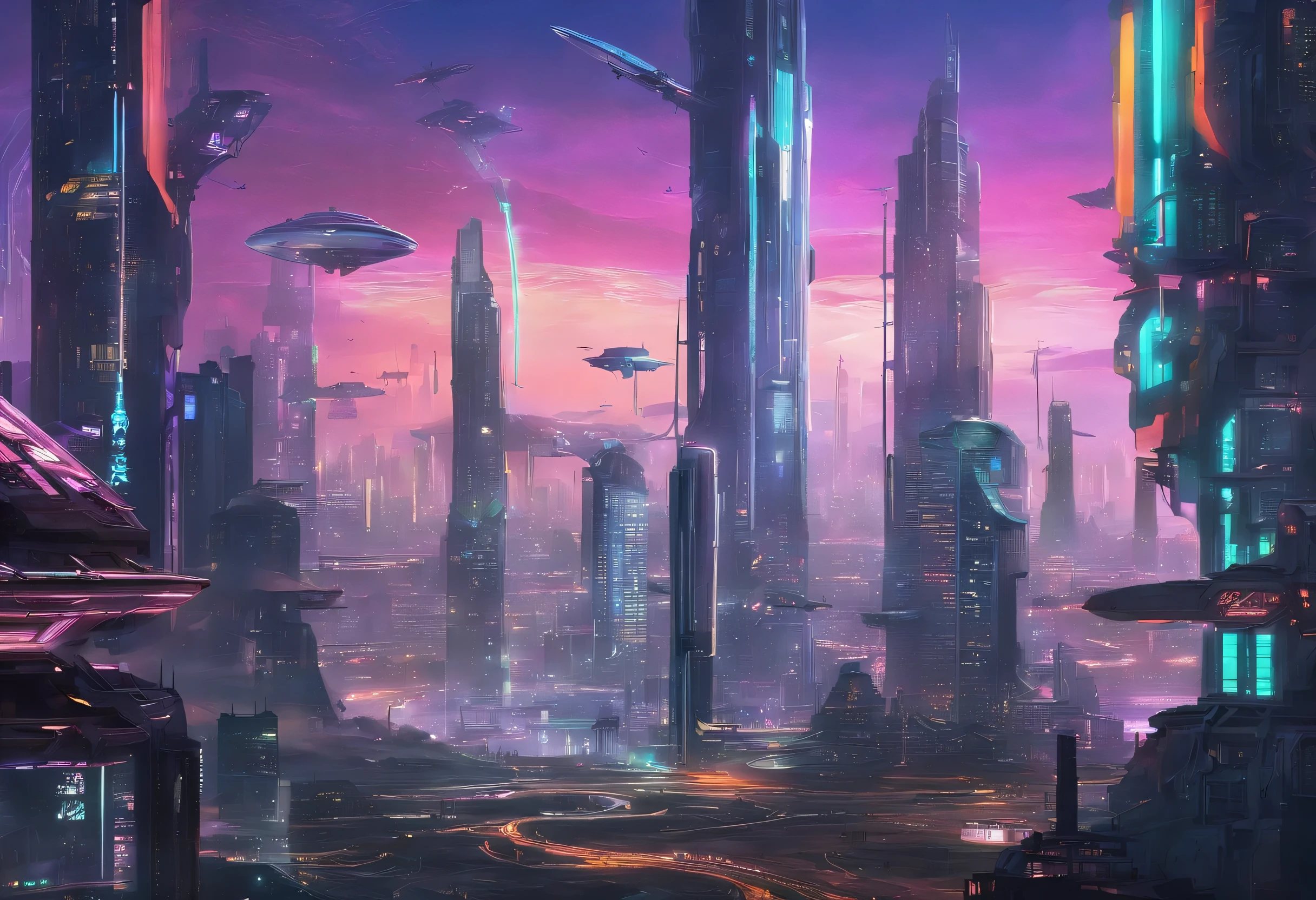 Cyberpunk characters、futuristic city、Planet Earth、Skyscrapers pierce the clouds cyberpunk.SFArt from、Utopian city、megacity、Dream、Top quality、masterpiece、Beautiful futuristic city