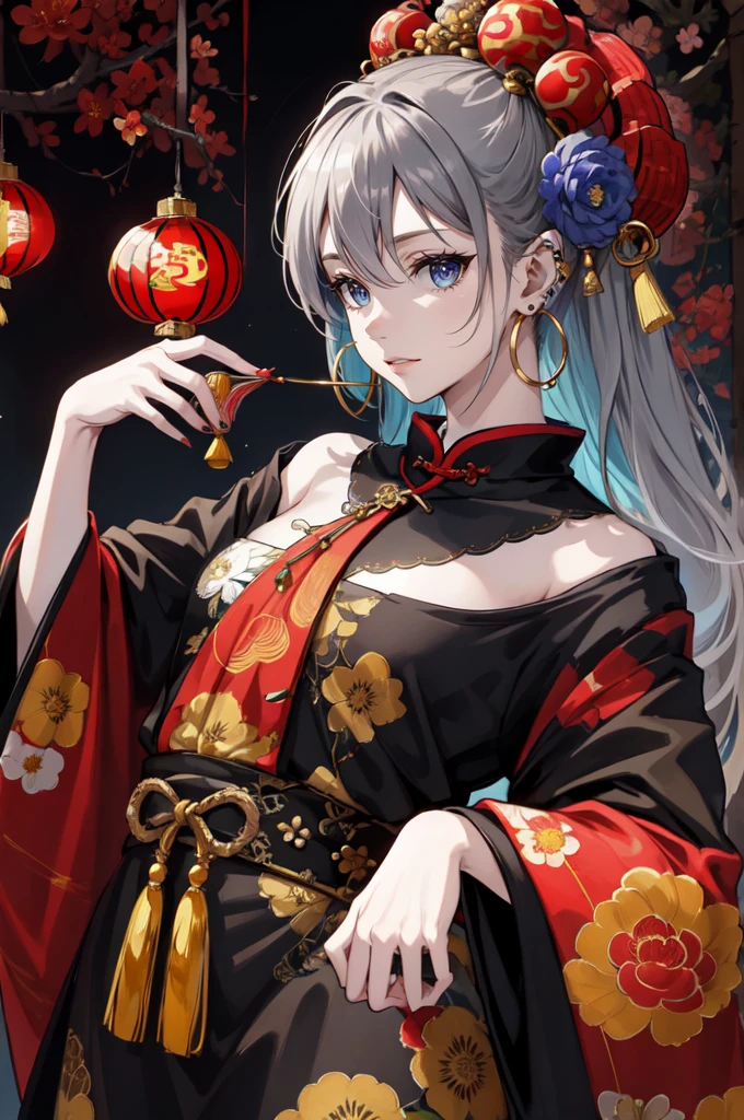 (masterpiece,quality,Best quality,official art,Beauty and Aesthetics:1.2),girl wearing clown makeup,Very detailed,(Fractal art:1.1),(a color:1.1)(blooming flowers:1.3),most detailed,( tangled:1.2), (abstract background:1.3), (Chinese traditional fabrics:1.2), (Skin glows), (Many colors:1.4), ,(ear nipple ring:1.4),(Decorative paintings:1.6,), light,Ink painting and ink painting,ink,