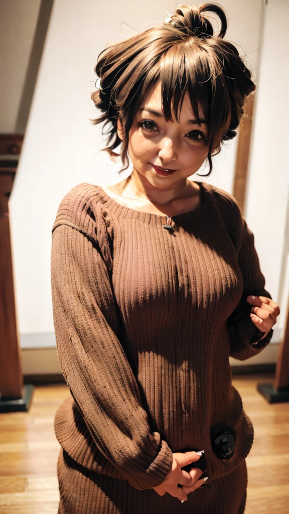 masterpiece, yor, 1girl, Amazing :1.3, thin waist, big ass, Rai sexy, mediureast: 1.8 poeavage:1.2、solo, lt viewer, o mouth, have a cup of coffee,black hair, red eyes, dress, bare shoulders, jewelry, collarbone, sidelocks, hairband, earrings, indoors, off shoulder, :o, sweater, arms behind back, plant, short hair with long locks, white hairband, off-shoulder dress, sweater dress, off-shoulder sweater, red sweater, big side hair, very long side hair,is rendered in (masterpiece: 1.2, best quality), with (ultra high resolution) and an exquisite (depth of field). This masterpiece is not only visually stunning but also tells, make of cake cooking ,in the kitchen