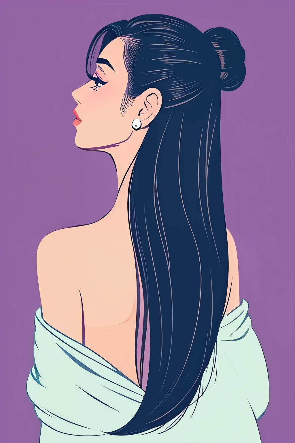 icon woman Beauty Back view Long Hair Instagram Beauty Illustrated style