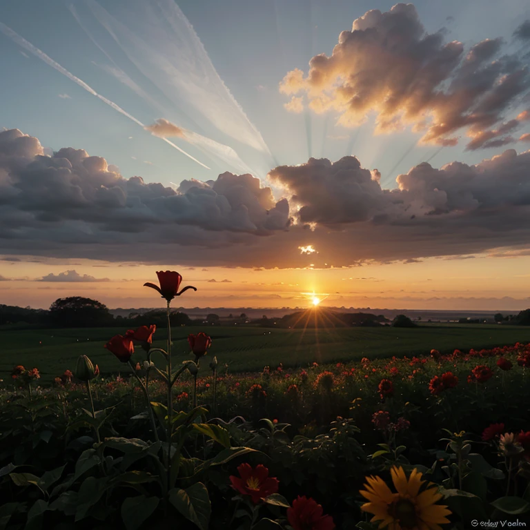 Flower and sunrise