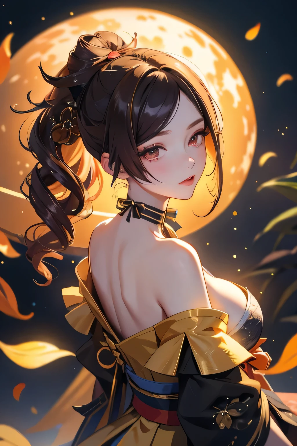 [chiori gi]:1.5,((masterpiece,highest quality,Highly detailed images,Beautiful images))1.4(chiori images、Cities with waterways、Beautiful waterways、The wind is blowing、Overall dim lighting、Backlight、A fantastic atmosphere、Thick Fog、Dust flutters)1.3,(Off the shoulder,Beautiful cleavage):1.2(look back):1.1

