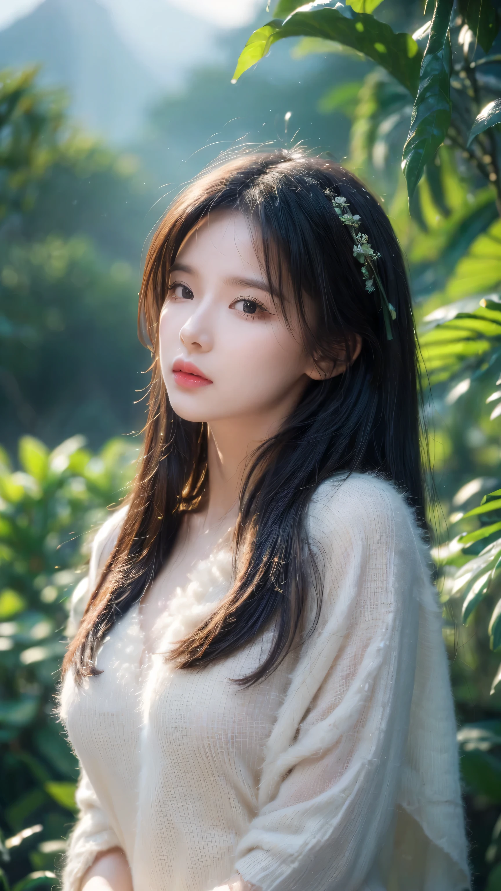 (masterpiece, best quality, high quality, high resolution:1.4), detailed, Extremely detailed, ambient soft lighting, 4K,Fuzzy, Fuzzy Background, Depth of Field, Bokeh, Every time, FOG, Bloom, outdoor, (nature, Rainforest:1.2), (rock:1.2), Mountains, plant, Fall,