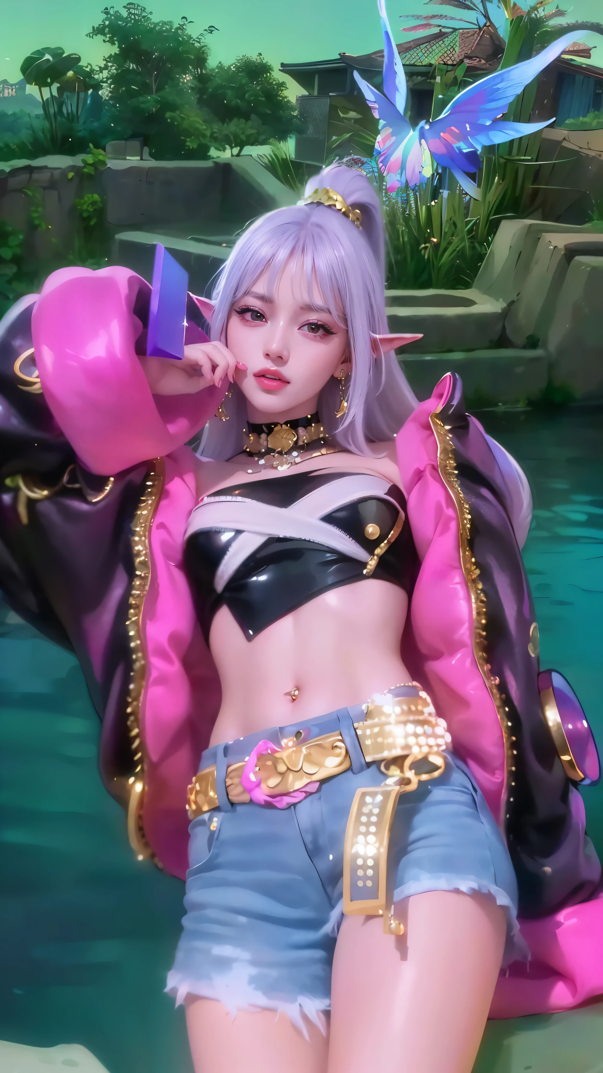 (8k, RAW photo, photorealistic:1.25) ,( lipgloss, eyelashes, glosace, glossy skin, best quality, ultra highres, depth of field, chromatic aberration, caustics, Broad lighting, natural shading,Kpop idol) looking at viewer with a serene and goddess-like happiness,