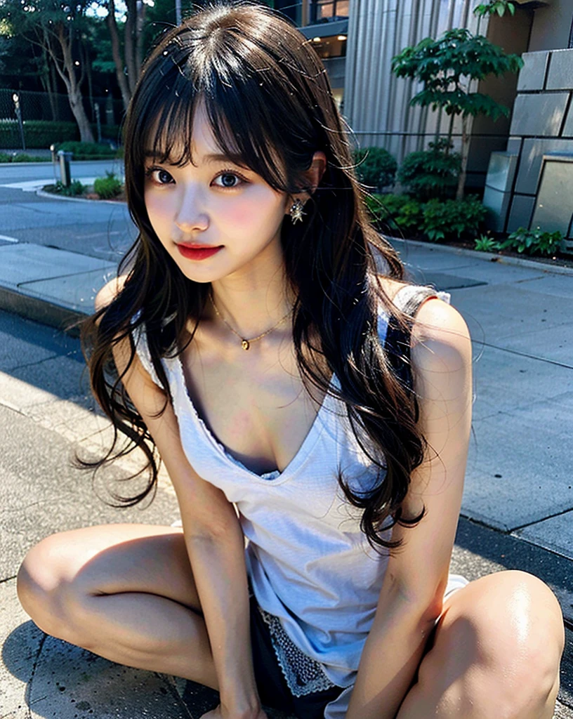 Browsing Caution、highest quality、High resolution、8k、girl 1 mature mature mature woman people々、Daytime、、Black-haired、Shortcuts、The light shines、outside of home、luxury、(Medium Hair)、Beautifully detailed skies、Beautiful earrings、Wind、Glowing Skin、vision、bust,Spread your legs,concentrate,Spread it with your fingers,Widespread use,syphilis,Love Juice String、Garment Lift,(hour々々With panty shots:1.35),(Very small breasts),(Very young breasts),(very young body),(very young face),(Very flat chest),(Very flat chest),