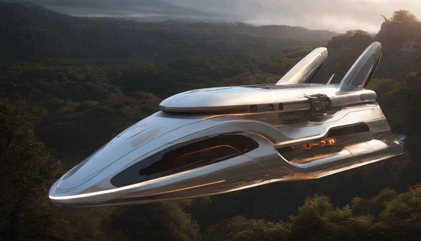 A breathtaking, futuristic 3D render of an exploration starship, meticulously designed by fusing the aesthetics of twelve cyberpunk mobile homes. The spacecraft is a captivating blend of vintage vehicles like the 1974 Winnebago, a 1980s American Bomber, and a 1924 Deusenberg, all housed within a sleek, wide tube showcasing advanced technology and defensive features. The starship features two elongated nacelles extending rearward at a 60° angle, separated by a narrow tube. This incredible spacecraft orbits Earth, surrounded by other spaceships and an orbital platform, creating an enchanting dark fantasy atmosphere. The portrait-style masterpiece is brought to life with a vibrant color palette, 3D render, typography, conceptual art, architecture, portrait photography, dark fantasy, 3d render, cinematic, illustration, fashion, product, conceptual art, poster, architecture, typography, vibrant