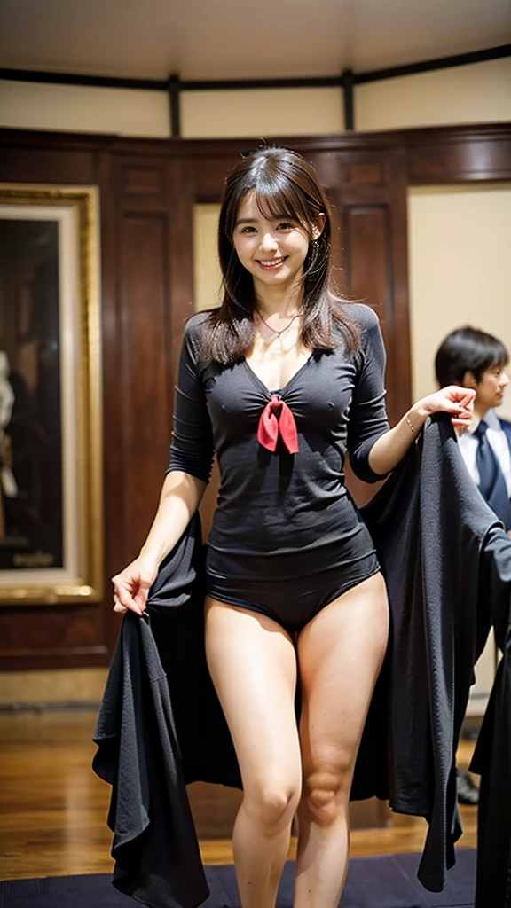 (8k、RAW Photos、highest quality、masterpiece:1.2)、(Realistic、Realistic)、1 girl、((large size black suit、red tie、rub my chest、pants suit、turn knees out、pelvic forward、over size suit、Woman grabs her own breasts、boyish、tom boy、public indecency、bend knees、 sexy suit、mens suit、large suit、hutanari 、grabbing breasts、 Leg spread、Bow-legged、Touching as if groping the breasts、Wide Stride、Leg spread、smile、sexy、I can see your chest、View from the front、Stand with hands on hips、In the city))、
