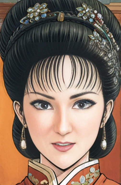 (best quality), (very aesthetic), (ultra-detailed), (best illustration),NSFW,a mature female,Perfect Face,Suikoden,Mrs. Lin,(full_body),big breast,red cheek,Sweating,skinny, chinese traditional clothes,chinese traditional style bed,