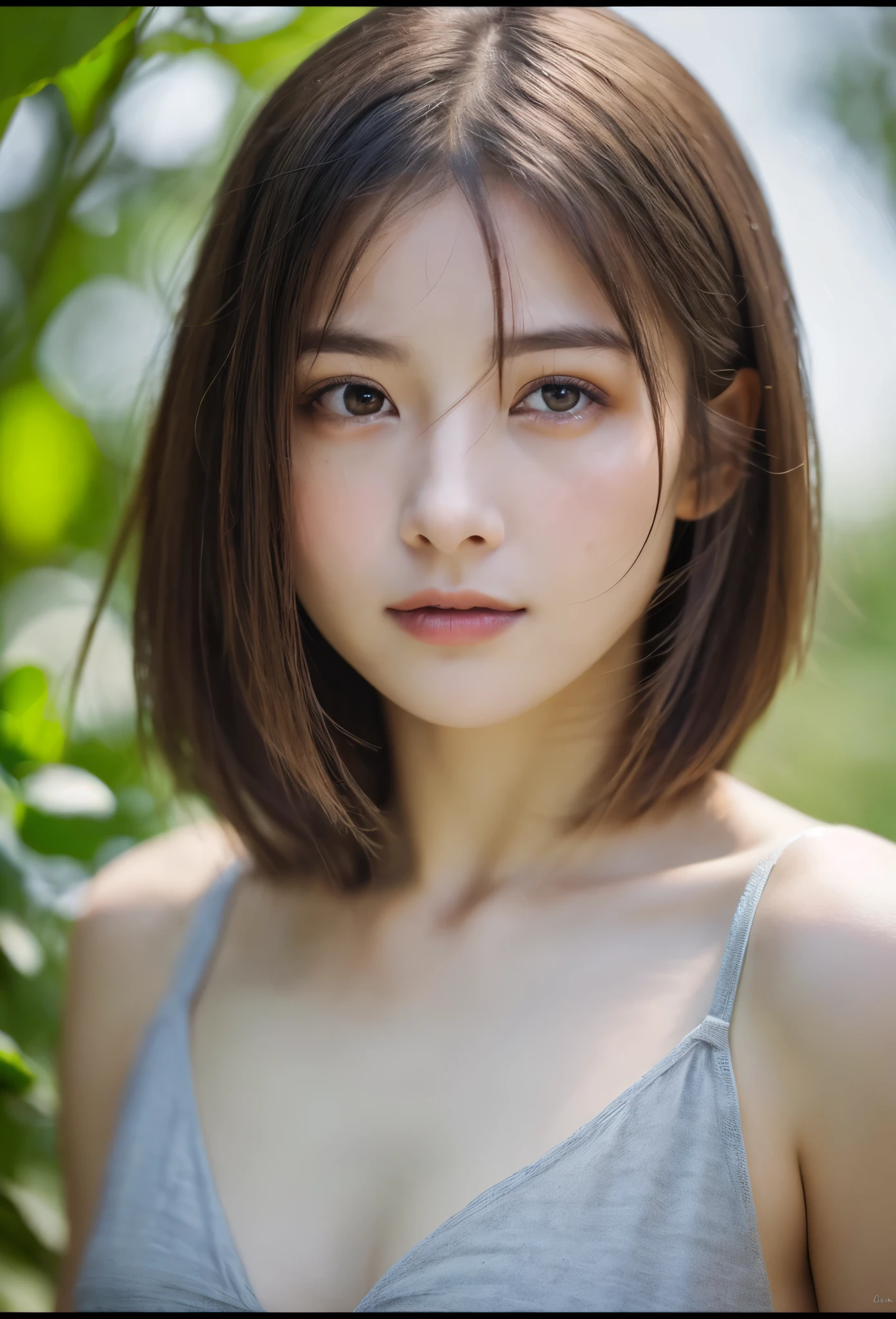(8K, Photorealistic, Raw photo, of the highest quality: 1.3), (1girl in), Super beautiful, (Realistic face), (boyish, Silver Color Berry Shorthair), Beautiful , Glare that captivates the viewer, Beautiful expression, Beautiful breasts, (Realistic skin), Be...